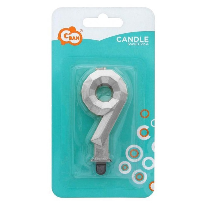 Свещ за торта, 9, Сребрист