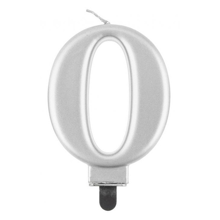 Свещ за торта, Amscan, номер 0, сребро