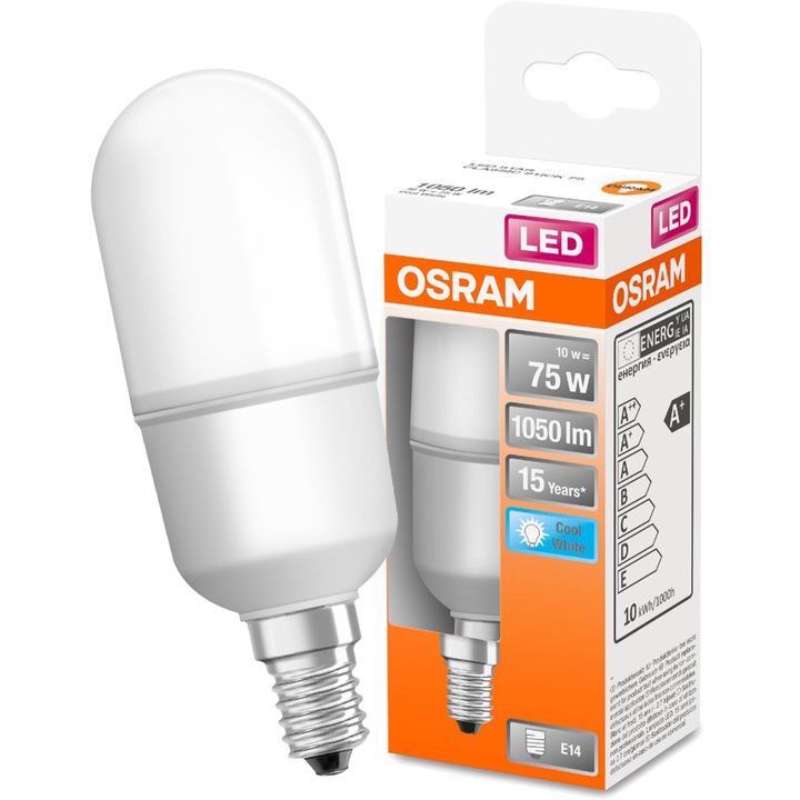 Bec LED Osram, E14, ST40, 10W = 75W, 1050lm, 4000K, alb neutru