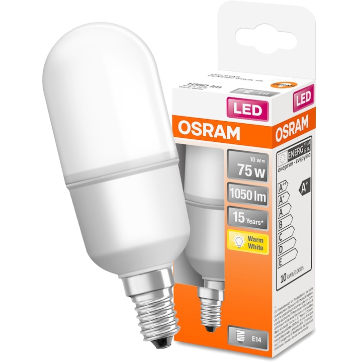 Bec LED Osram, E14, ST40, 10W = 75W, 1050lm, 2700K, alb cald