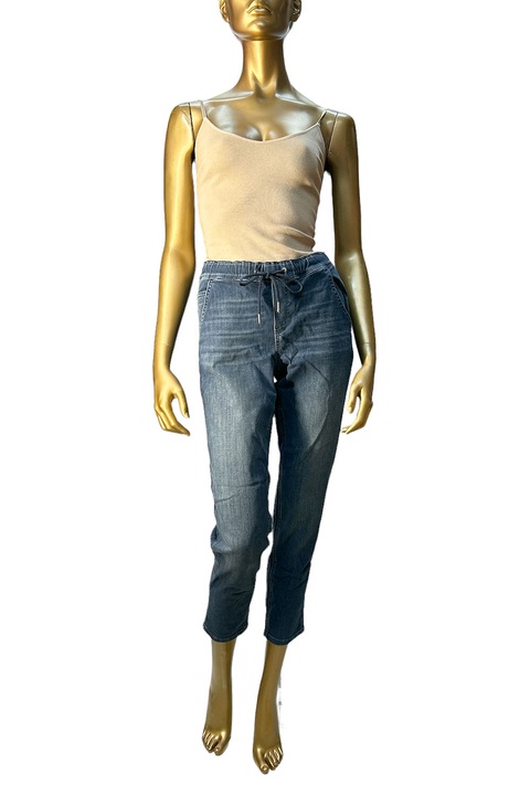 Comma női farmernadrág, 183822529 10-104, elasztikus derék, húzózsinór, bokáig ér, kék, 38-as méret