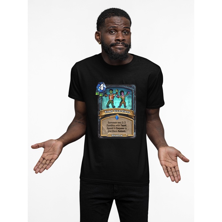 Tricou pentru barbati personalizat, Negru, carte HearthStone - Tomb Guardians, 2XL