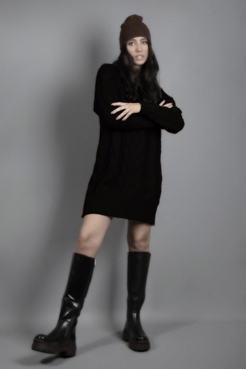 Fresh Made női pulóver típusú ruha, fekete S