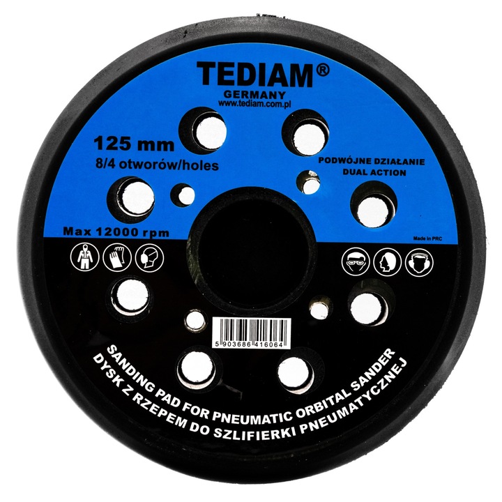 Disc de slefuit cu velcro Tediam, 125 mm