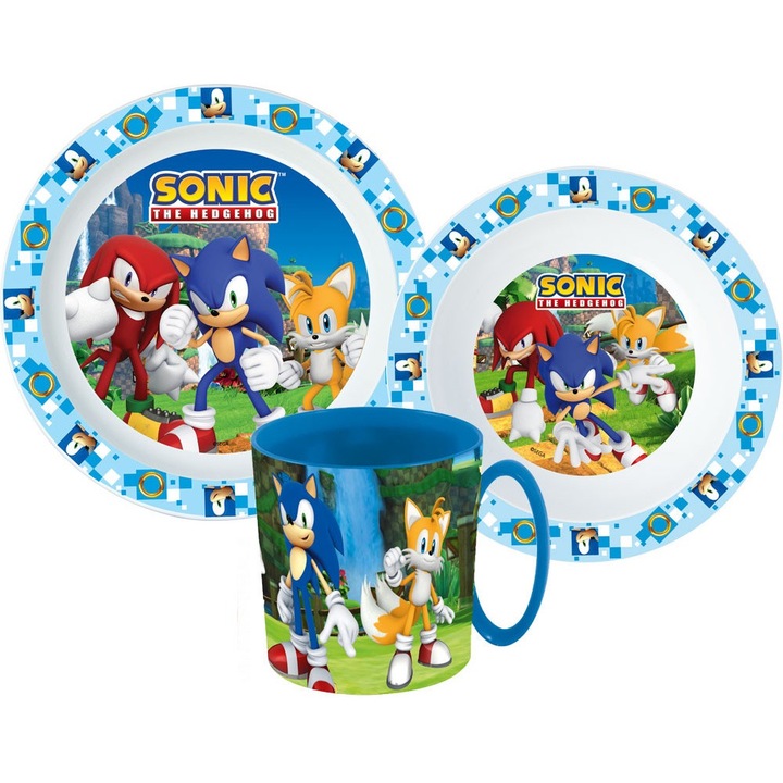 Set hranire copii Sonic, Stor, Plastic, Multicolor