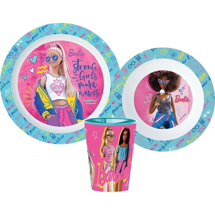 Set hranire copii Barbie, Stor, Plastic, Multicolor