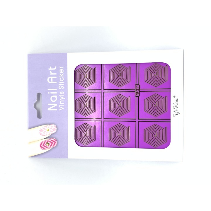 Sticker unghii, Global Fashion, 9 bucati, Violet, NF311