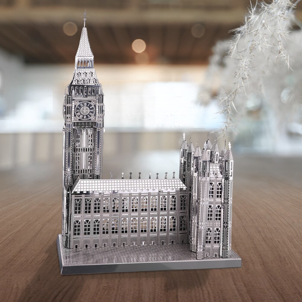 Puzzle 3D, Big Ben, Piececool, Metal, 49 piese Argint eMAG.ro