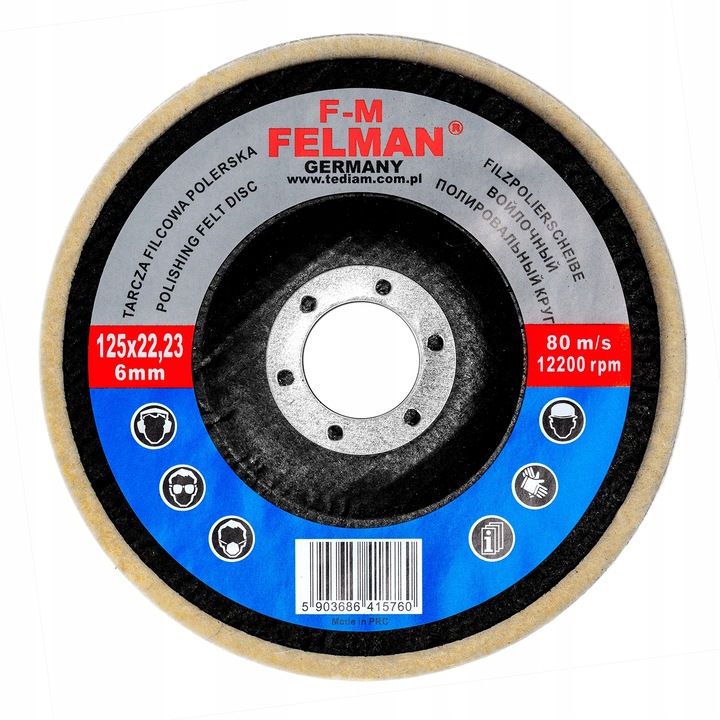 Disc de lustruit din lana Tediam, 125x22.2x6 mm