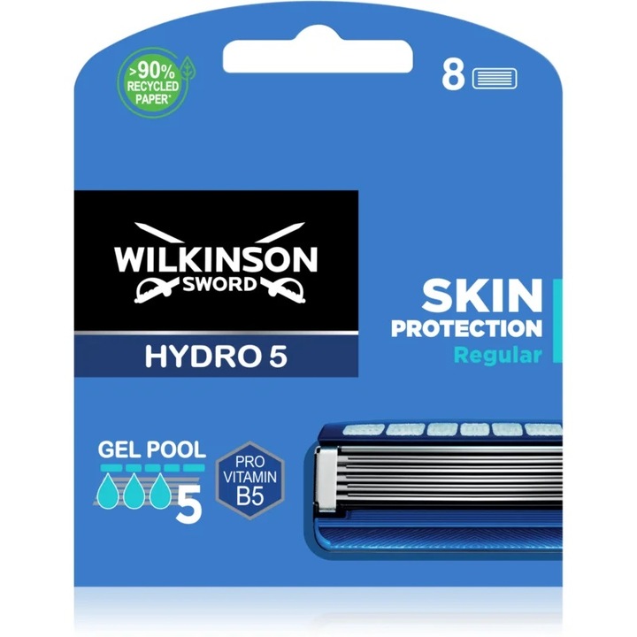 Set Rezerve aparat de ras Wilkinson Sword Hydro 5 Skin Protection Regular cu Vitamina B5, barbati, 8 buc