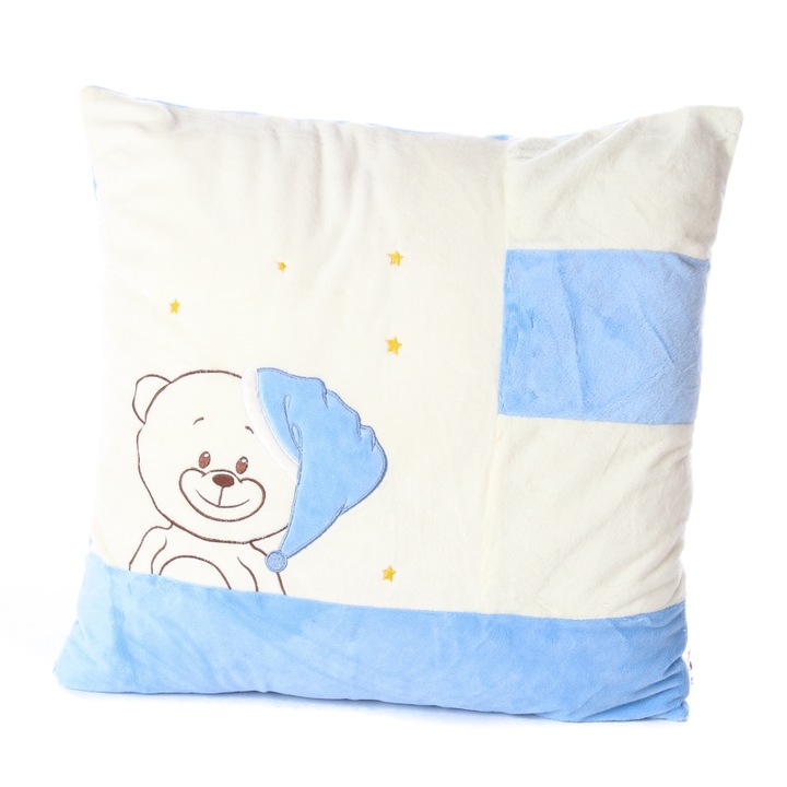 Kék macis plüss párna - 46cm