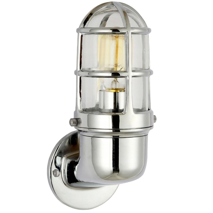 Kültéri LED fali lámpa, Polux, Alumínium/Üveg, E27, Ezüst