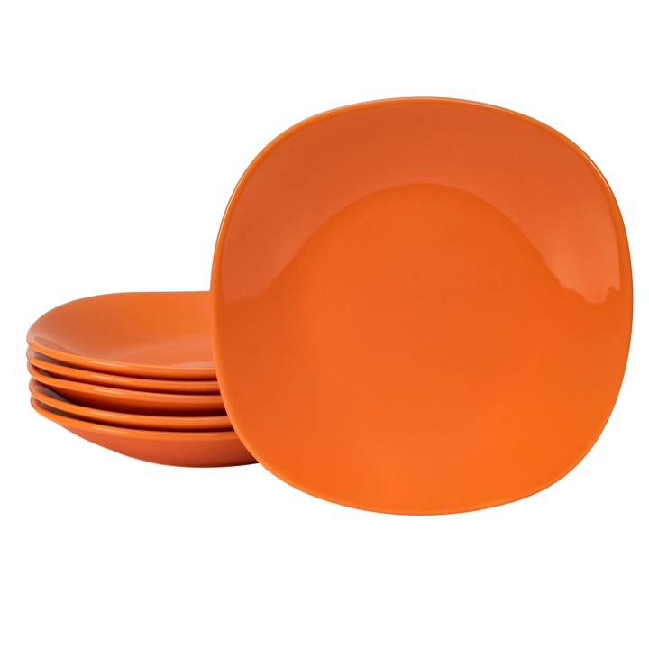 Set 6 farfurii adanci, Cesiro, 22 cm, Portocaliu