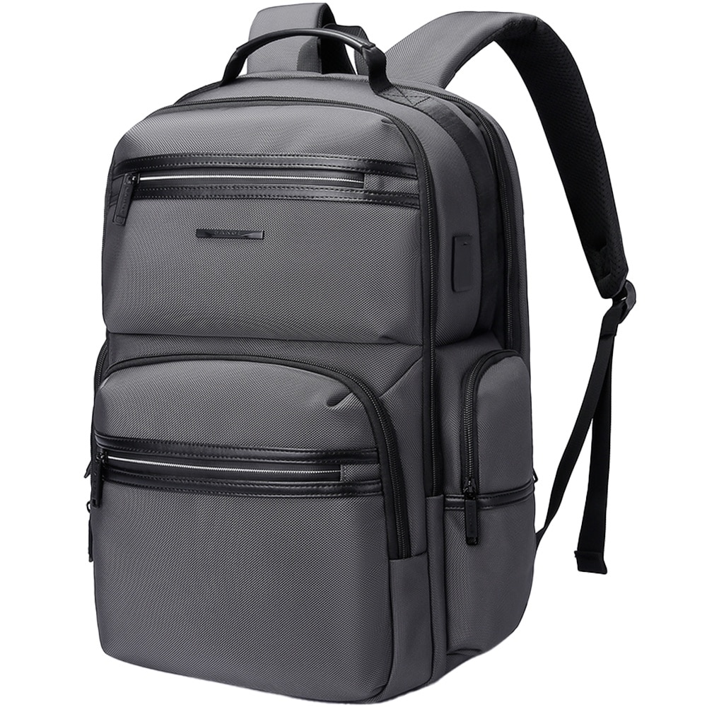 Rucsac laptop de 15.6 inch, potrivit pentru calatorii, rezistent la stropi de apa, buzunar antifurt si port USB, si USB-C, sistem fixare pe valiza BANGE, BG2601GY, Gri