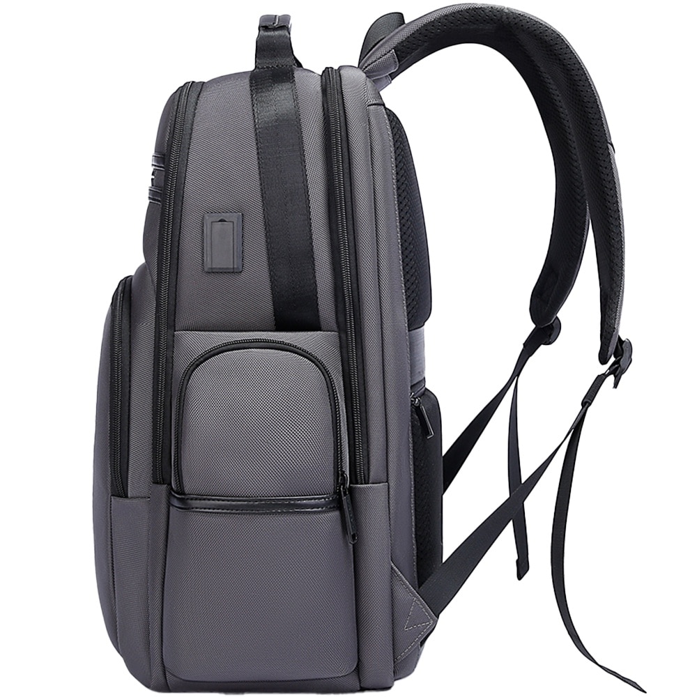 Rucsac laptop de 15.6 inch, potrivit pentru calatorii, rezistent la stropi de apa, buzunar antifurt si port USB, si USB-C, sistem fixare pe valiza BANGE, BG2601GY, Gri