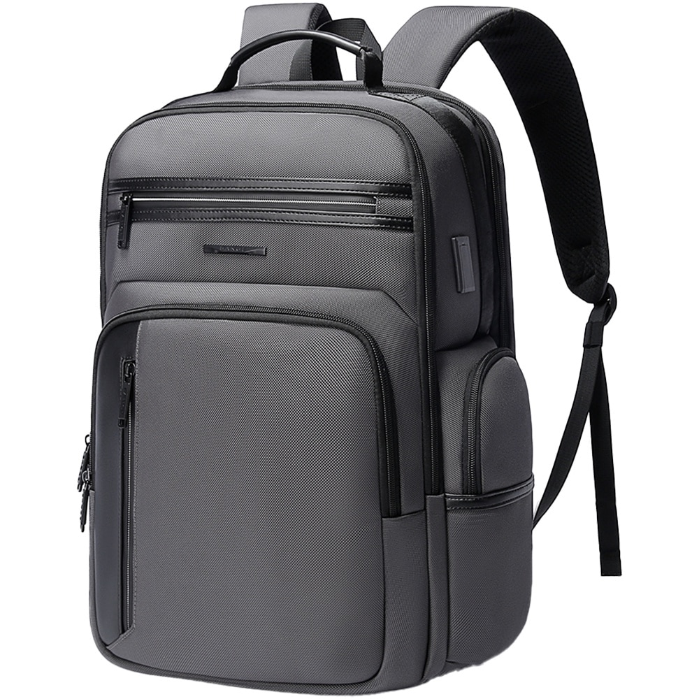 Rucsac laptop de 15.6 inch, potrivit pentru calatorii, rezistent la stropi de apa, cu buzunar antifurt, port USB, si USB-C, BANGE, BG2602GY, Gri