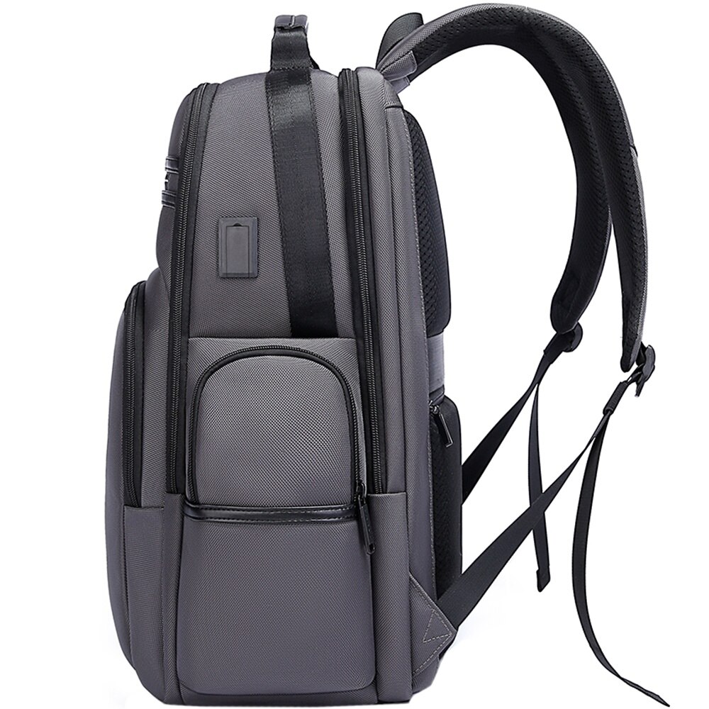 Rucsac laptop de 15.6 inch, potrivit pentru calatorii, rezistent la stropi de apa, cu buzunar antifurt, port USB, si USB-C, BANGE, BG2602GY, Gri