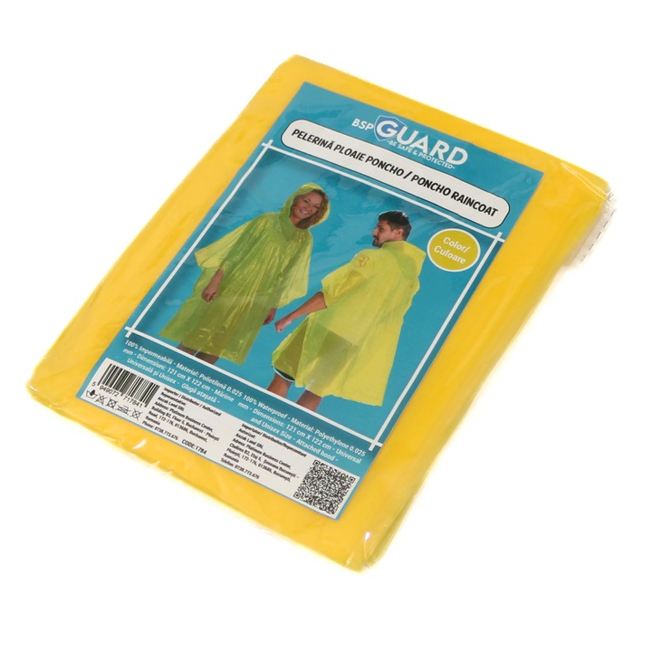 Pelerina de Ploaie, BSP Guard, Model Poncho, Galben, Universal