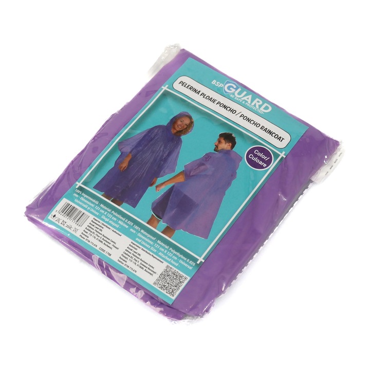 Pelerina de Ploaie, BSP Guard, Model Poncho, Mov, Universal