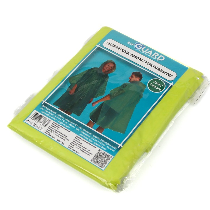 Pelerina de Ploaie, BSP Guard, Model Poncho, Verde, Universal