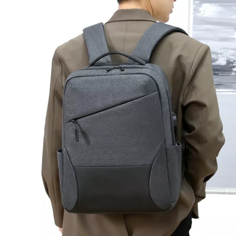 Rucsac laptop 15" smart casual impermeabil, cu port USB, Escalate, 42x31x12 cm, Gri
