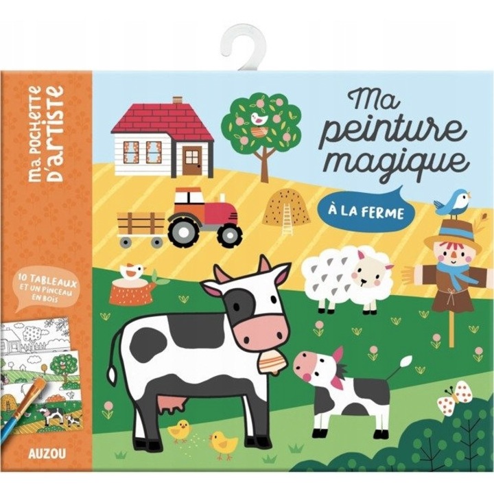 Carte de colorat cu apa, Auzou, Ferma, 3ani+, Multicolor