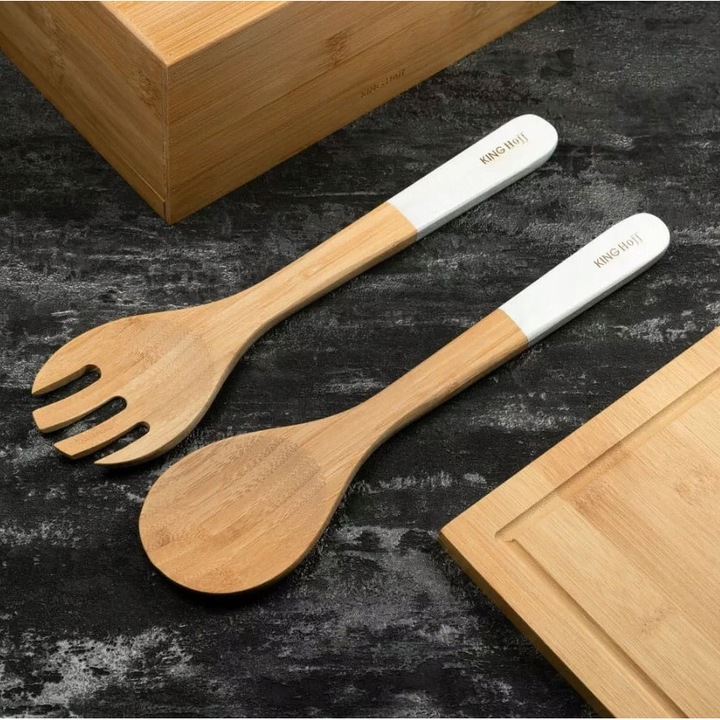 Set 2 linguri din bambus pentru salate, 30,5x7 cm, Kinghoff