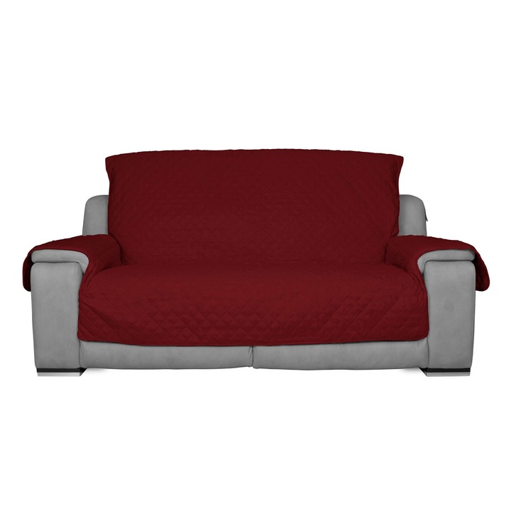Husa canapea matlasata, Co.Ingros.Tex, Poliester, Model embosat, Rosu bordo