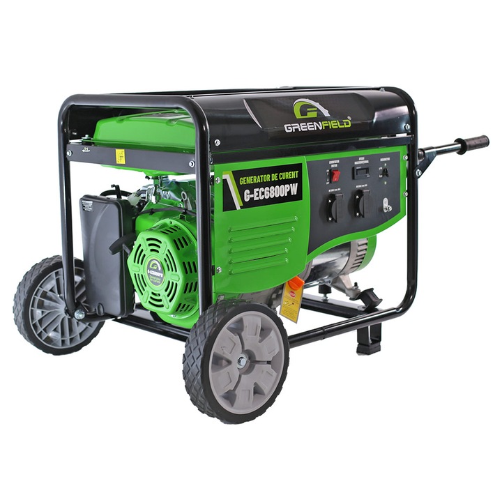 Generator de curent portabil monofazat 6.1 kw GREENFIELD G-EC6800PW, roti transport