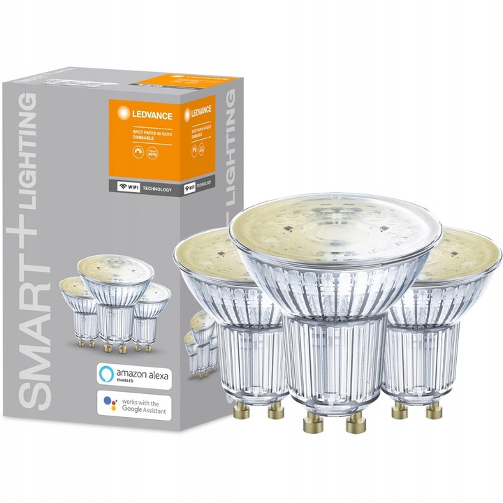 Комплект 3 Led крушки, Ledvance, Smart/WiFi, GU10, PAR16, 5W = 40W, 350lm, 2700K, Топло бяло