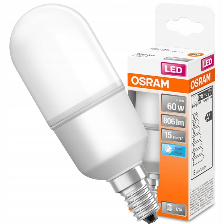 LED крушка Osram, E14, T25, 8W = 60W, 806 lm, 4000 K, Неутрално бяла