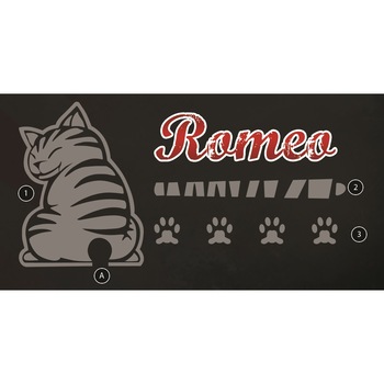 Autocolant pentru luneta auto model Romeo, cod CAT/R, 6 piese. Autocolant pentru luneta auto model Romeo, cod CAT/R, 6 piese.