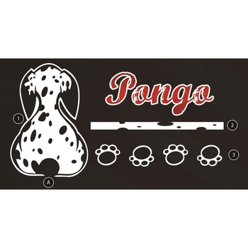 Autocolant pentru luneta auto model Pongo, cod DOG/P, 6 piese. Autocolant pentru luneta auto model Pongo, cod DOG/P, 6 piese.