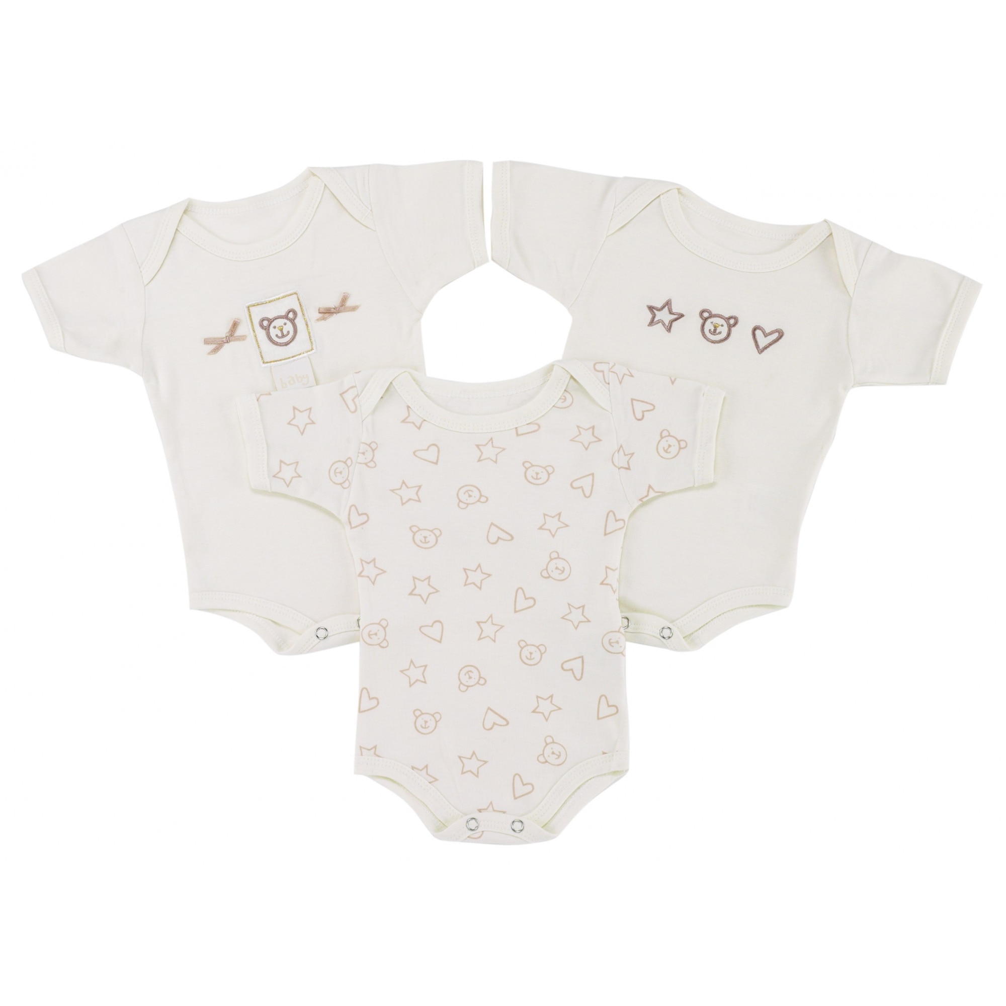 Set cadou Lillipop Lane 3 Body-uri Teddy's Cottage, 0-3 luni