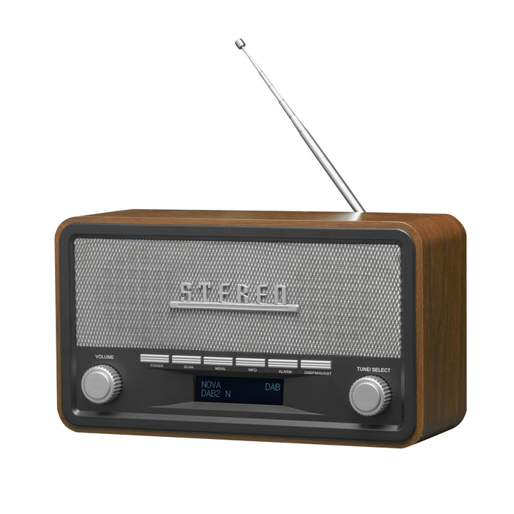 Радио Denver DAB-18 в дървена кутия, FM, AUX, Bluetooth, дърво