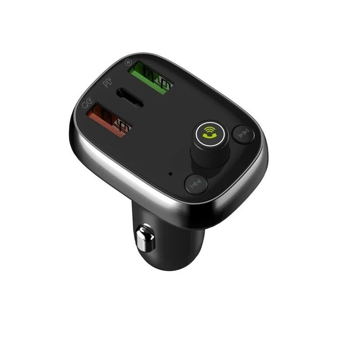 Bluetooth FM adó Ldnio C704Q, SS000179, QuickCharge, BT4.2, USB 3.1A, 12-24v, C típusú, kihangosító