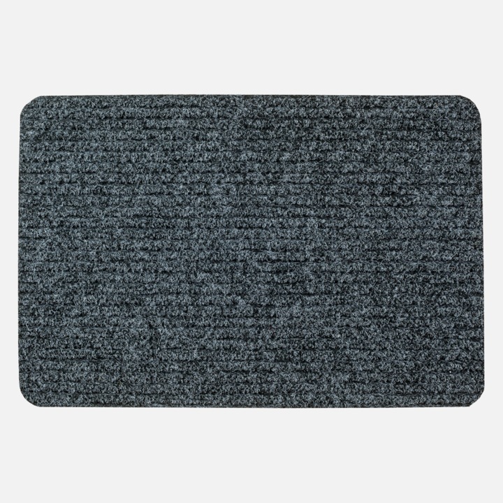 Gumis filc lábtörlő 40×60 cm – Sötétszürke színben bordázott mintával