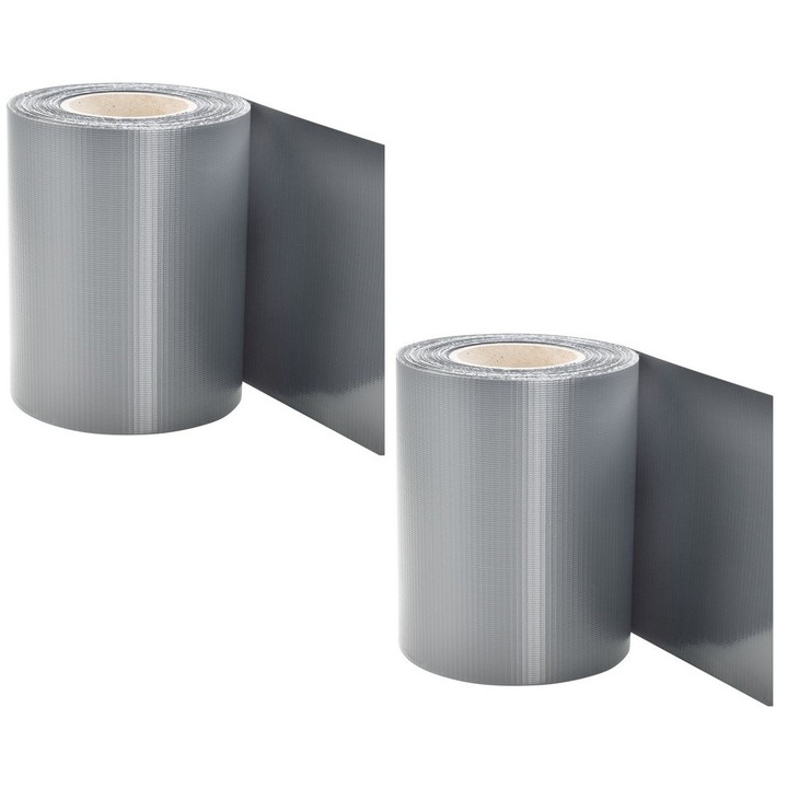 Set banda de protectie gard, Juskys, PVC, 2 buc, Gri