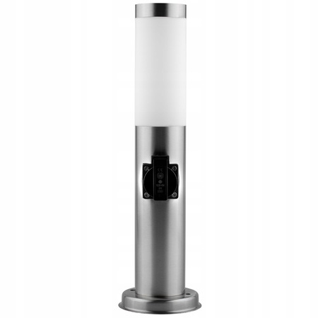 Stalp de exterior pentru gradina, Otel inoxidabil, E27, 45 cm, Argintiu