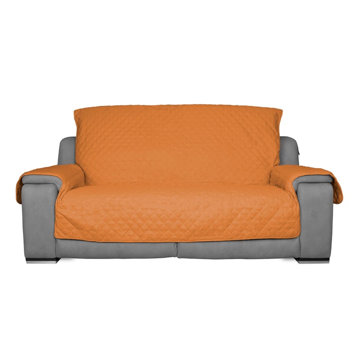 Husa canapea matlasata, Co.Ingros.Tex, Poliester, Model embosat, Portocaliu