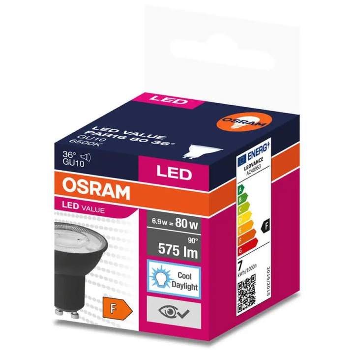 Bec LED Osram, GU10, 6.9W = 80W, 575lm, 4000K, alb neutru