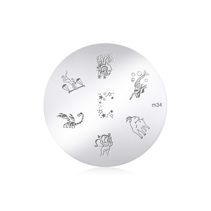 Matrita Konad inox M34, pentru decorarea unghiilor, reutilizabila