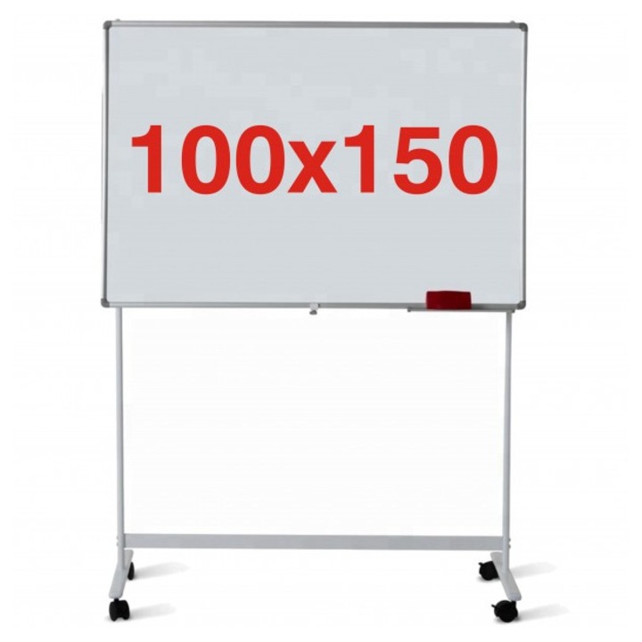 Tabla magnetica pe stand mobil 100x150 cm, 1 fata, Premium