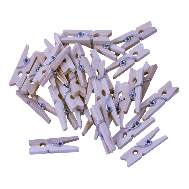 Set 26 accesorii creatie COLORARTE lemn carlig natur, clasic 2.5 cm