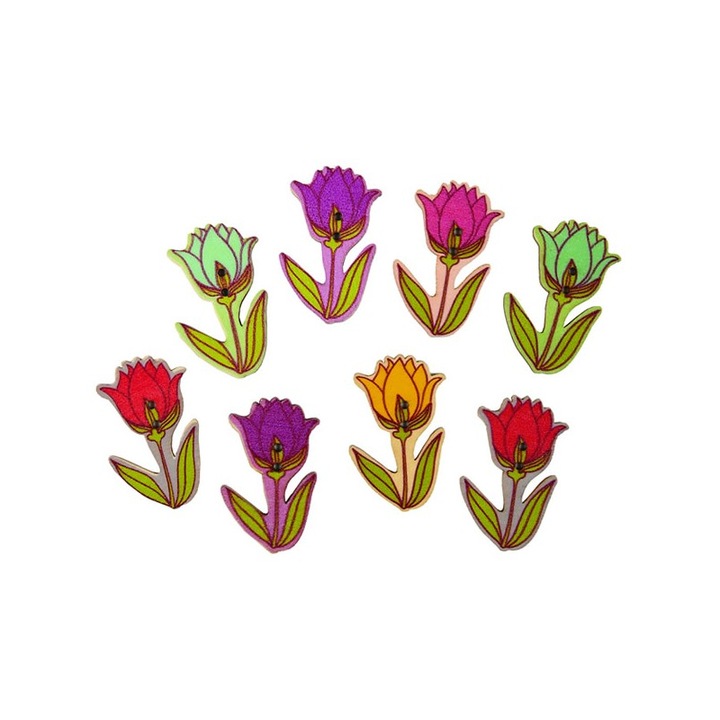 Set 8-10 accesorii creatie COLORARTE lemn, lalele povesti