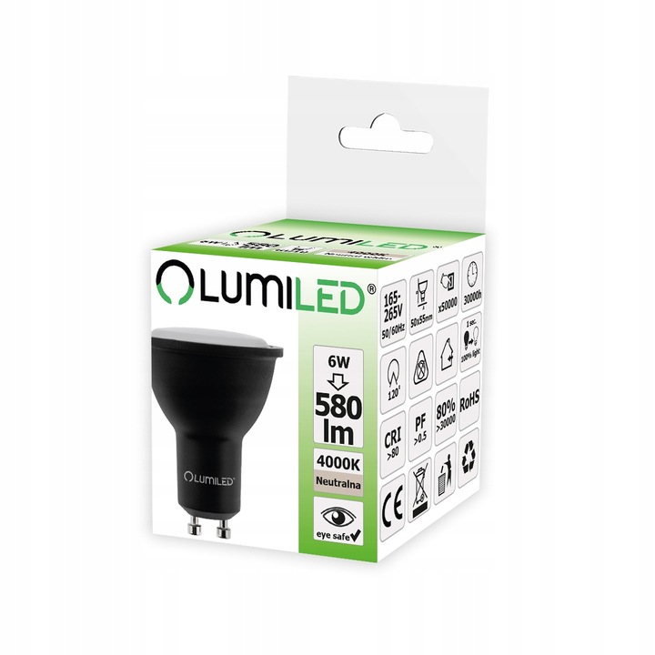 Lumiled LED крушка, GU10, 6W = 660W, 580lm, 4000K, неутрално бяло
