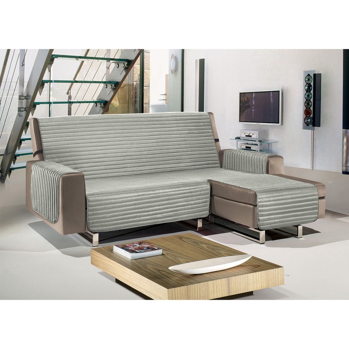 Husa canapea matlasata, Co.Ingros.Tex, Poliester, Model embosat, Gri deschis