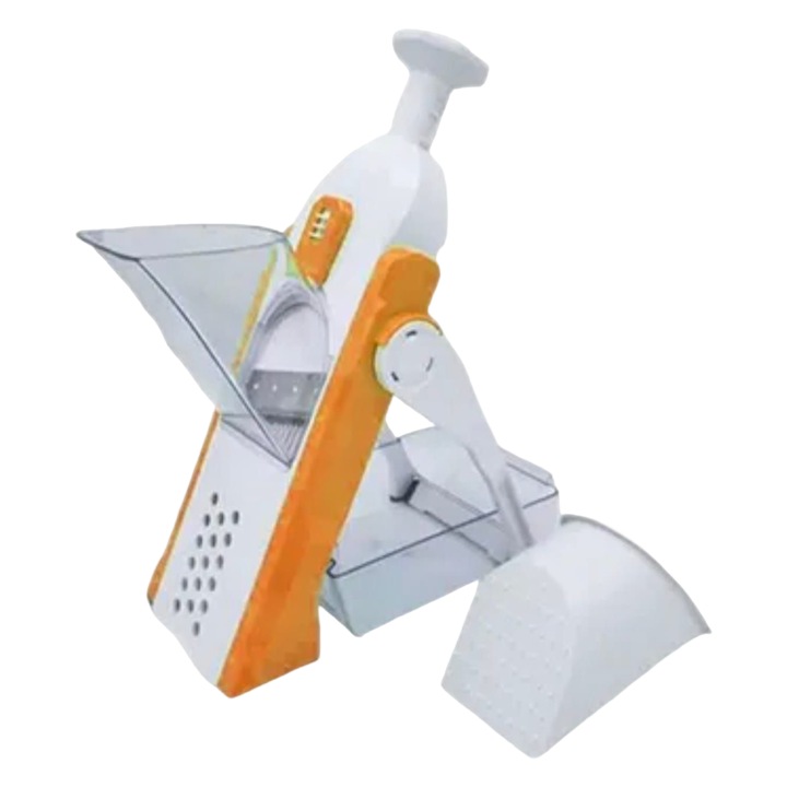 Razatoare legume si fructe manuala, pliabila, mandolina, 5 functii, culoare portocaliu si alb