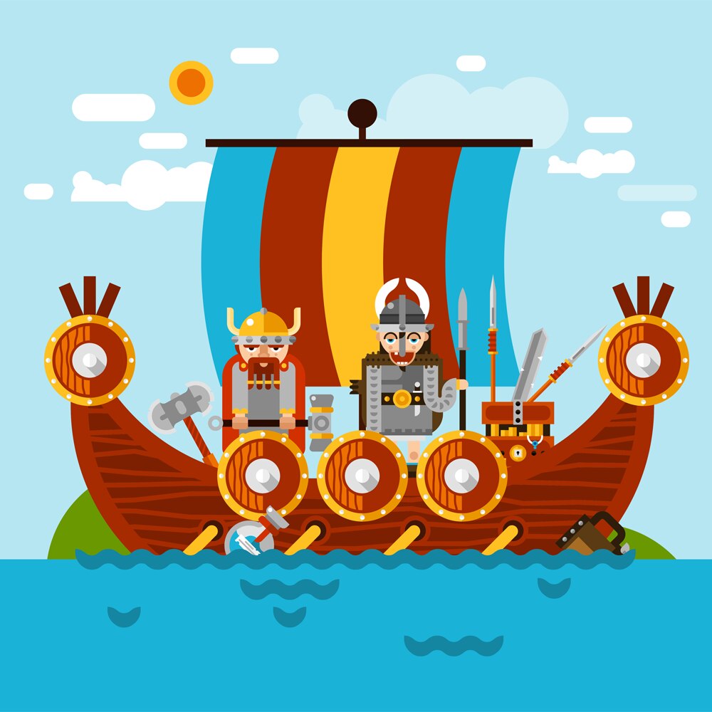 Pictura Pentru Copii Pe Panza Nava Vikinga 65x65 Cm Multicolor Emagro 7281