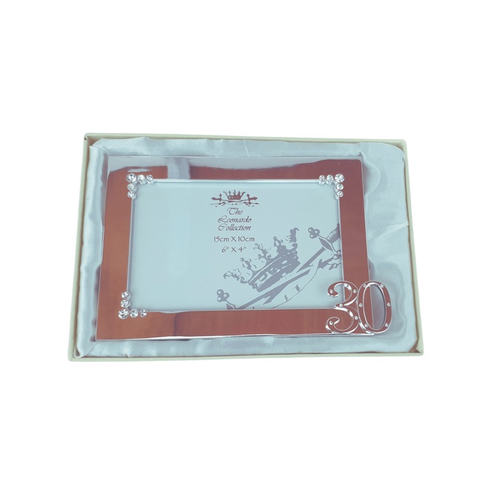 Rama foto, The Leonardo Collection, argintiu, argint si pietre semipretioase, 17 x 12.5 cm, model aniversar 30